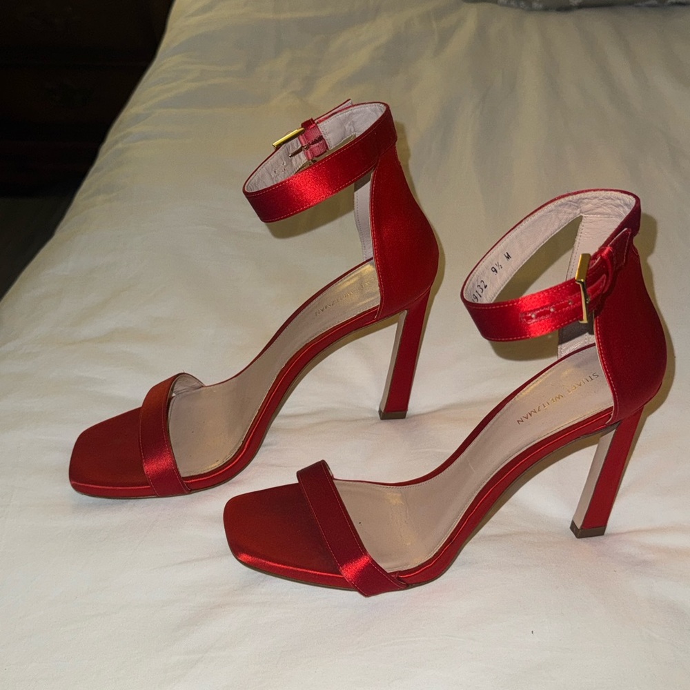 Stuart Weitzman Elegant Red Satin Heels